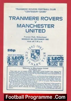 Tranmere Rovers v Manchester United 1982 – Centenary Man Utd