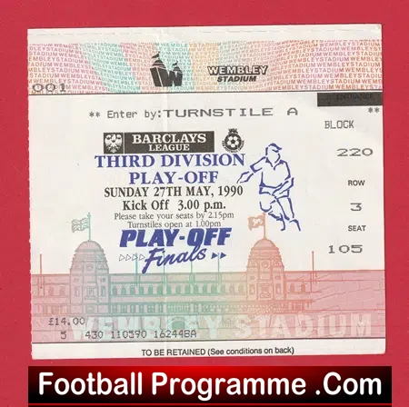 Tranmere Rovers v Notts County 1990 – Play Off Final TICKET