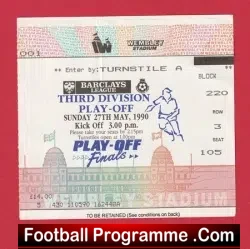 Tranmere Rovers v Notts County 1990 – Play Off Final TICKET