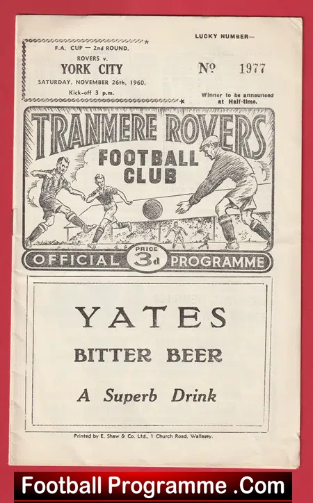 Tranmere Rovers v York City 1960