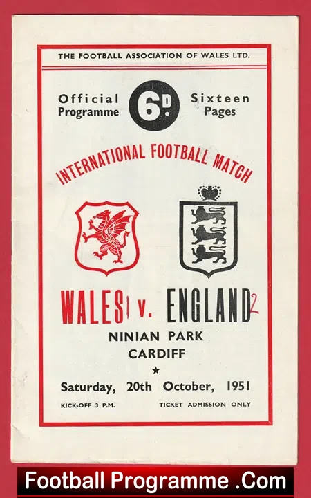 Wales v England 1951 – 1950s Ninian Park