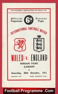 Wales v England 1951 – 1950s Ninian Park