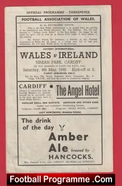 Wales v Ireland 1946 – Ninian Park Cardiff 1940s