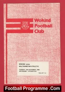 Woking v Walthamstow Athletic 1980 - football programme