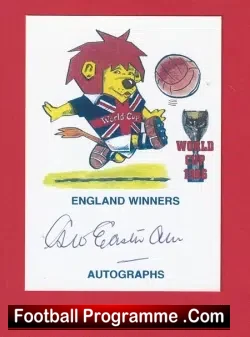 1966 World Cup Winner George Eastham Autograph Signed Card - football programme