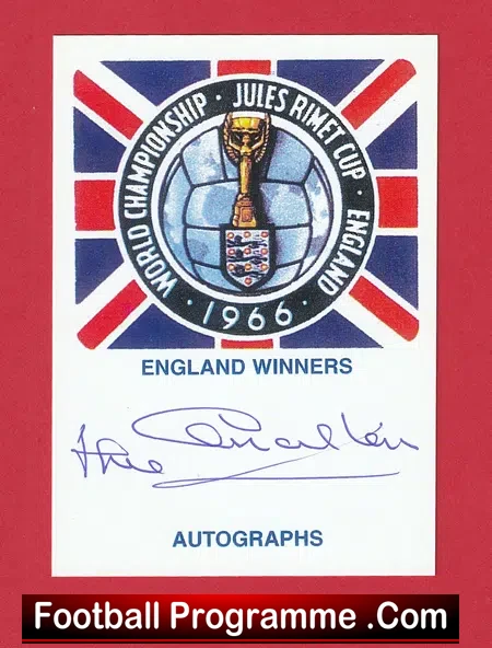 1966 World Cup Winner Jack Charlton Autograph Signed Card
