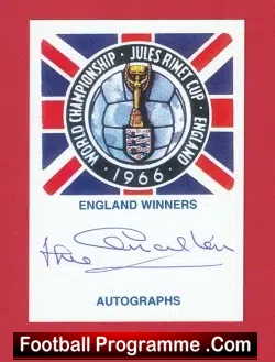 1966 World Cup Winner Jack Charlton Autograph Signed Card - football programme