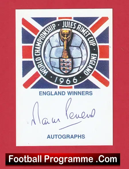 1966 World Cup Winner Martin Peters Autograph Signed Card