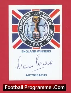 1966 World Cup Winner Martin Peters Autograph Signed Card - football programme