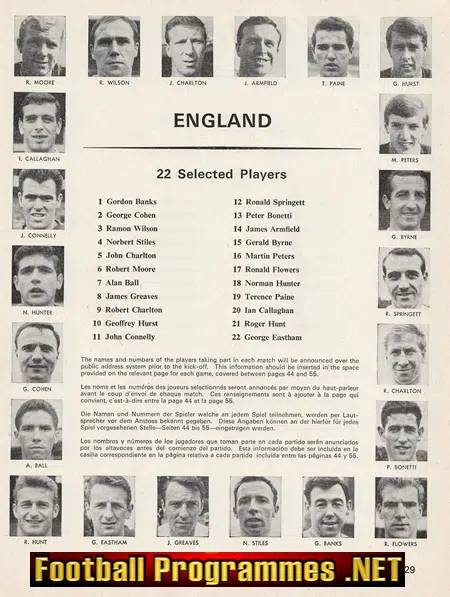 England World Cup Tournamant Brochure Programme 1966