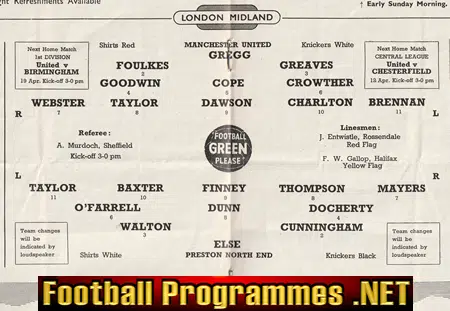Manchester United v Preston 1958 - Munich Disaster Season 57/58