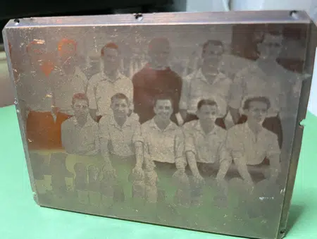Wales Football Team Original Printers Brass Plate Block 1950s