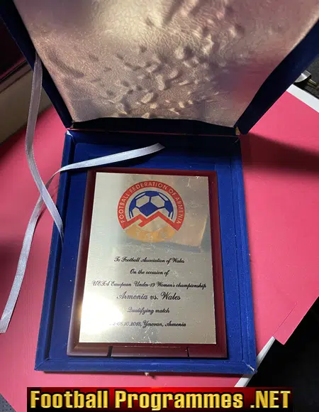 Wales Ladies Womens Football Team U19 Welsh FA Original Plaque 2018