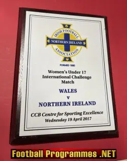 Wales Ladies Womens Football Team Welsh Original Plaque U17 v NI 2017