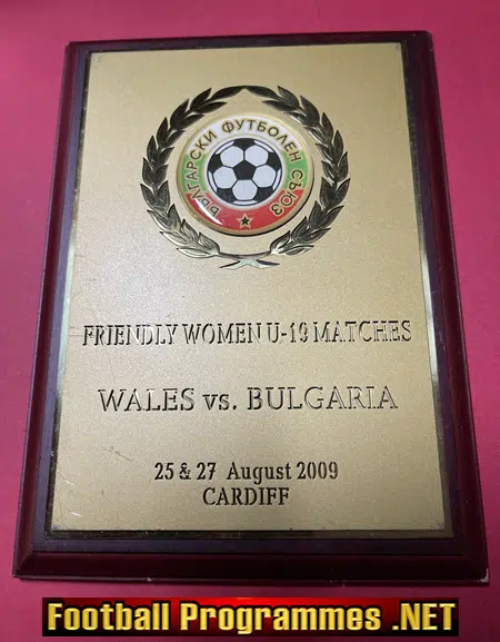 Wales Ladies Womens Football Team Welsh Original Plaque U19 Cardiff 09