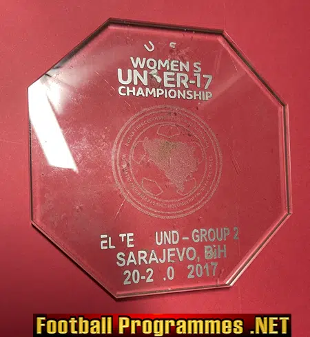 Wales Ladies Womens Football Team Welsh Original Plaque U17 Sarajevo 17