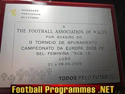 Wales Ladies Womens Football Team Welsh Original Plaque U19 Portugal 09
