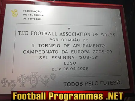 Wales Ladies Womens Football Team Welsh Original Plaque U19 Portugal 09