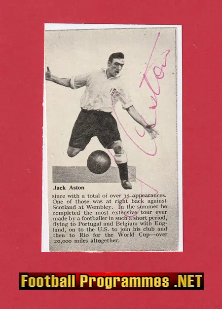 Manchester United Jack Aston Autograph Signed Man Utd 40s
