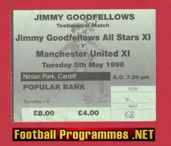 Jimmy Goodfellow X1 v Manchester United 1998 - Match Ticket
