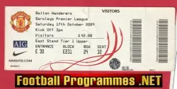 Manchester United v Bolton Wanderers 2009 - Football Ticket