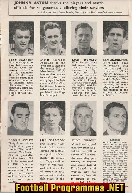 John Aston Testimonial Benefit Manchester United 1956 - Man Utd