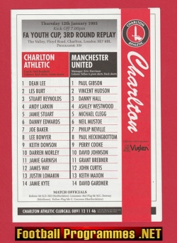 Charlton Athletic v Manchester United 1995 – Youth Cup Man Utd