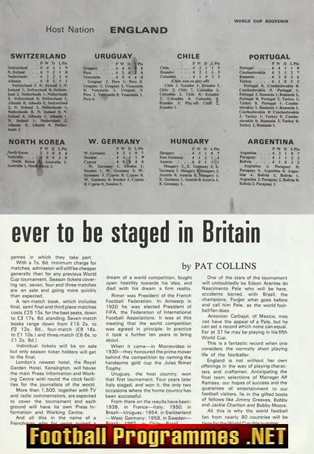World Cup 66 Football Monthly Magazine 1966
