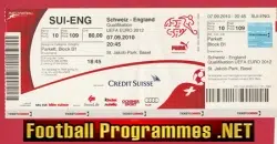 Switzerland v England 2010 - Football Ticket Swiss