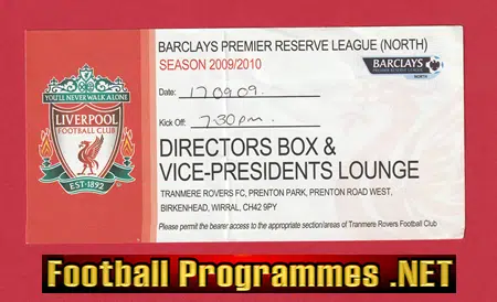 Liverpool v Manchester United 2009 – Ticket Reserves Directors