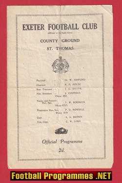 Exeter Rugby v Torquay 1947 – 1940s Old Rugby Programme