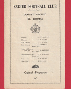 Exeter Rugby v London Hospital 1947 – 1940s Old Rugby Programme