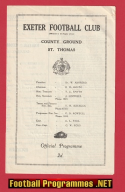 Exeter Rugby v Combined Colleges 1947 – 1940s Rugby Programme