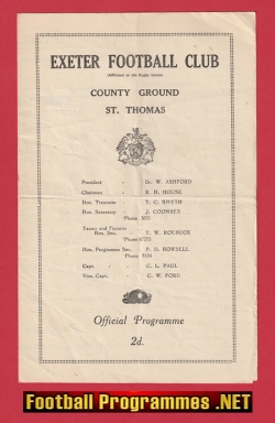 Exeter Rugby v Old Blues 1946 – 1940s Rugby Programme