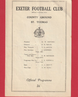 Exeter Rugby v Redruth 1947 – 1940s Programme