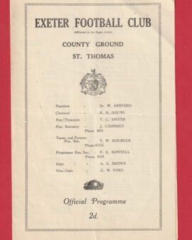 Exeter Rugby v Exmouth 1947 – 1940s Programme