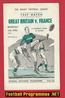 Great Britain Rugby v France 1957 – at St Helens