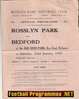 Rosslyn Park Rugby v Bedford 1949 – Old Deer Park Richmond