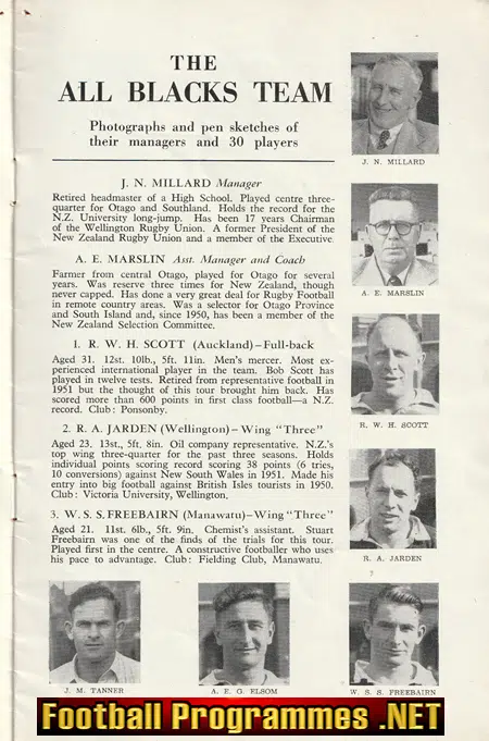 London Counties v New Zealand 1953 - Welsh Trials Match Twickers