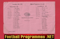 Swansea Rugby v Llanelly 1945 – 1940s Old Rugby Programme