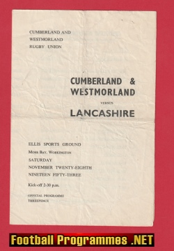 Cumberland Westmorland Rugby v Lancashire 1940s Workington