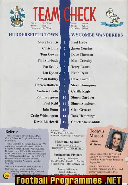 Huddersfield Town v Wycombe Wanderers 1994 - 1st Match McAlpine