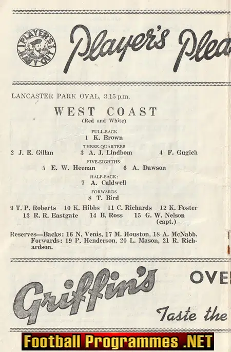 Canterbury Rugby v West Coast 1954 - New Zealand - NZ