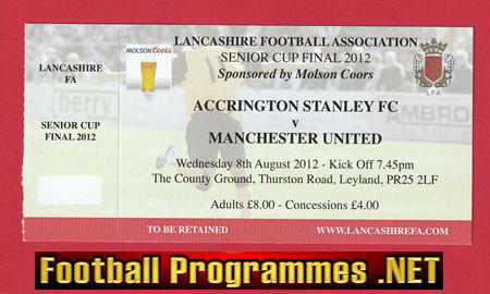 Accrington Stanley v Manchester United 2012 – Senior Cup Final T