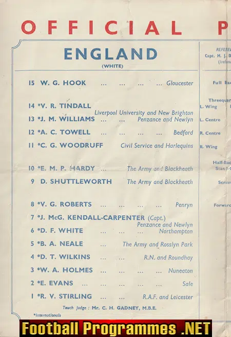England Rugby v Scotland 1951 - Twickenham Pirate Programme