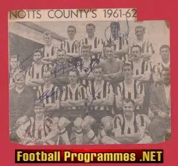 Notts County Football Club Multi Signed Autographed Picture 1961