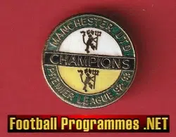 Manchester United Metal Football Badge Champions 1992 1993