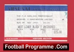 Arsenal v Manchester United 1997 – Football Match Ticket