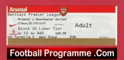 Arsenal v Manchester United 2014 – Match Ticket