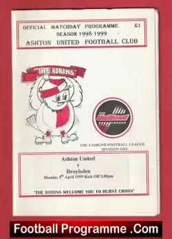 Ashton United v Droylsden 1999 - football programme